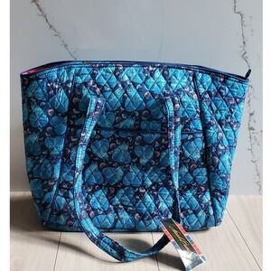 Laurel Burch Tote Quilted Collection Indigo Cats Huge Shoulder Bag Cat Lovers TS